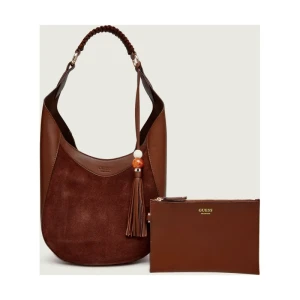 Guess Skórzane hobo NINA | zamsz