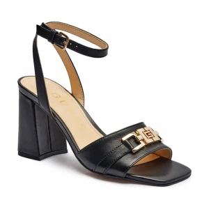 Guess Skórzane sandały na słupku GRATO