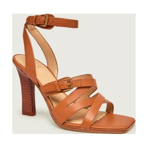 Guess Skórzane sandały na słupku RADELA