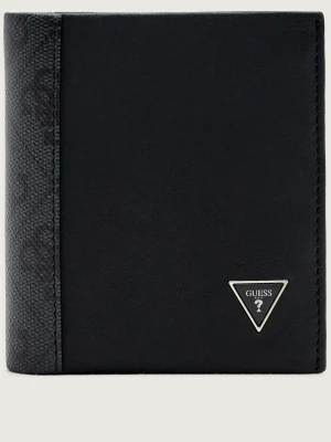 Guess Skórzany portfel Sydney Bifold S czarny