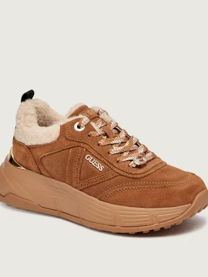 Guess Sneakersy Facter2 | shearling | zamsz brązowy