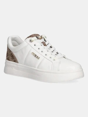 Guess sneakersy skórzane WELLI damskie kolor beżowy FLFWLL FAL12