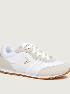 Guess Sneakersy Tyran | z dodatkiem skóry | zamsz biały
