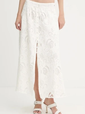 Guess spódnica bawełniana DOMITILLE kolor beżowy midi prosta W5GD63 WH521