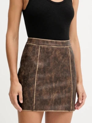Guess spódnica CHARLENE kolor brązowy mini rozkloszowana W5YD46 WHDI0