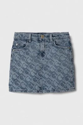 Guess spódnica jeansowa dziecięca kolor niebieski mini prosta