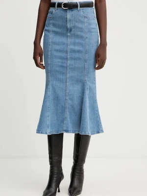 Guess spódnica jeansowa LIA kolor granatowy midi rozkloszowana W5YD0E D4LU0