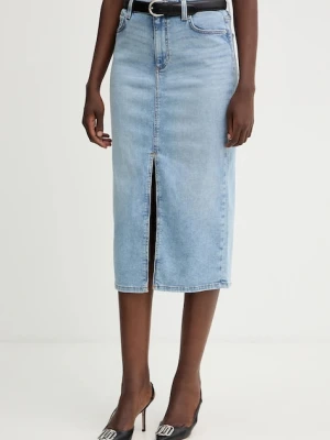 Guess spódnica jeansowa MILA kolor granatowy midi prosta W5YD1L D5QQ0