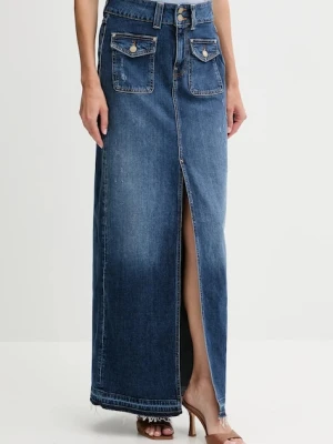 Guess spódnica jeansowa SKYLA kolor granatowy midi prosta W5YD63 D5QP3