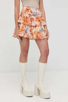 Guess spódnica kolor pomarańczowy mini rozkloszowana