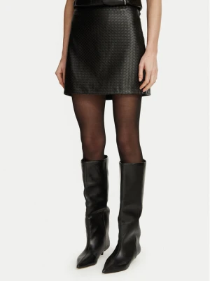 Guess Spódnica z imitacji skóry W6BD06 W4056 Czarny Regular Fit