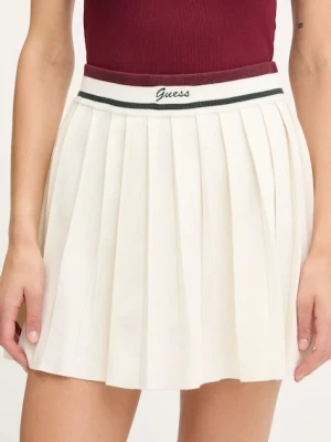 Guess spódnica z wełną SABINA kolor beżowy mini rozkloszowana V5BD02 Z1152
