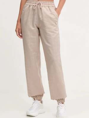Guess spodnie AOP damskie kolor beżowy proste high waist V5YB14 WHFU0
