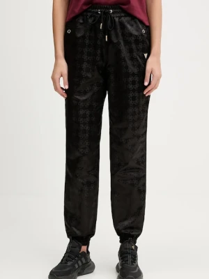 Guess spodnie AOP damskie kolor czarny proste high waist V5YB14 WHFU0