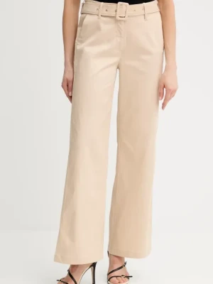Guess spodnie AURORA damskie kolor beżowy proste high waist W5GB13 WH5M2