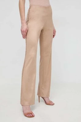 Guess spodnie ORNELLA damskie kolor beżowy dzwony high waist W4RB41 WE0L0