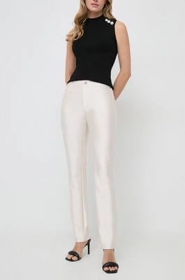 Guess spodnie CARLY damskie kolor beżowy proste high waist W4RB60 KC4C0