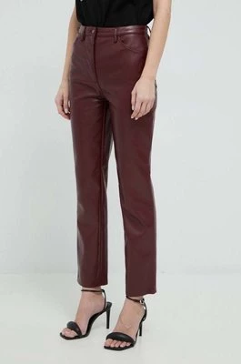Guess spodnie KELLY damskie kolor bordowy proste high waist W3RA0M WF8P0