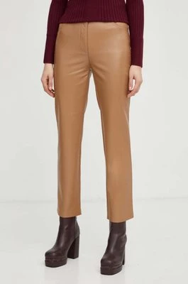 Guess spodnie KELLY damskie kolor brązowy proste high waist W3RA0M WF8P0