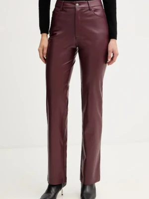 Guess spodnie damskie kolor brązowy proste high waist W5BB75 K8S30