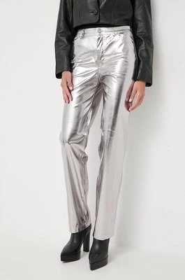 Guess spodnie AMBRA damskie kolor srebrny proste high waist W4RB33 WFWP0
