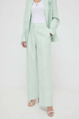 Guess spodnie ELIANE damskie kolor zielony proste high waist W4GB13 WG4P2