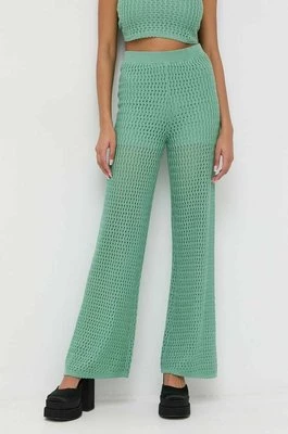 Guess spodnie damskie kolor zielony szerokie high waist