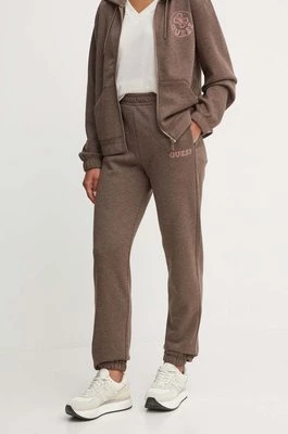 Guess spodnie dresowe NOÉMIE kolor brązowy melanżowe V4YB04 KC3D2