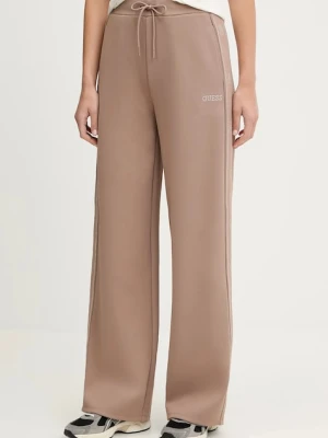 Guess spodnie dresowe OCTAVIA damskie kolor beżowy z aplikacją V5BB12 KCX22