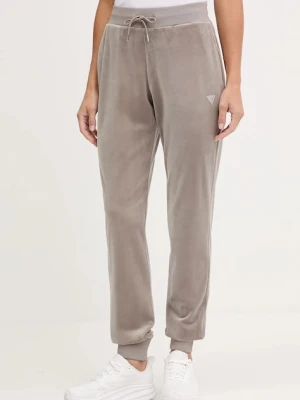 Guess spodnie dresowe welurowe COUTURE damskie kolor beżowy gładkie V3BB27 K0232