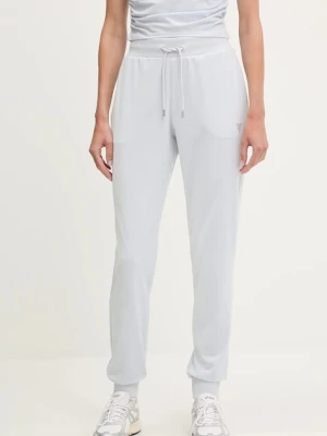Guess spodnie dresowe welurowe COUTURE damskie kolor niebieski gładkie V3BB27 K0232