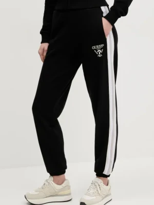 Guess spodnie dresowe YARROW damskie kolor czarny z nadrukiem V5GB15 KCRT1