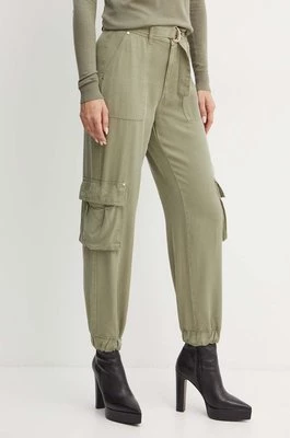 Guess spodnie KATRIN damskie kolor zielony fason cargo high waist W4YB51 WDP85