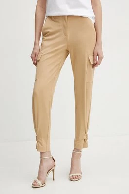 Guess spodnie MARZIA damskie kolor beżowy dopasowane high waist W4YB08 WE0L0