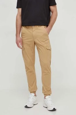 Guess spodnie męskie kolor brązowy dopasowane