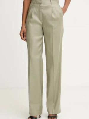 Guess spodnie straight damskie z lnem CARLA