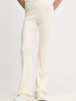 Guess spodnie z domieszką wełny FLAMINIA damskie kolor beżowy dzwony high waist V5BB08 Z3JD2