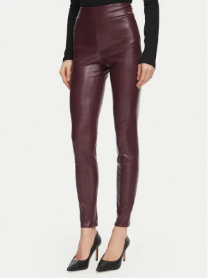 Guess Spodnie z imitacji skóry W4BB18 WGIK0 Bordowy Regular Fit