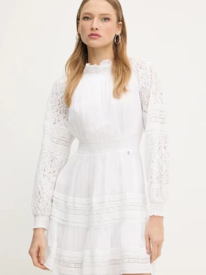 Guess sukienka bawełniana AUDREY kolor biały mini rozkloszowana W5GK24 WE550