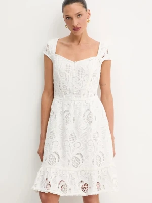 Guess sukienka bawełniana DOMITILLA kolor biały mini rozkloszowana W5GK50 WH521