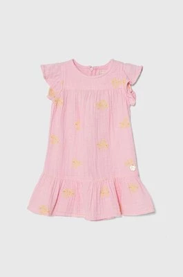 Guess sukienka bawełniana dziecięca kolor różowy mini rozkloszowana