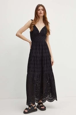 Guess sukienka bawełniana PALMA kolor czarny maxi rozkloszowana W4GK46 WG571