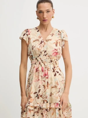Guess sukienka BRIGIDA kolor beżowy mini rozkloszowana W3YK34 WDW82