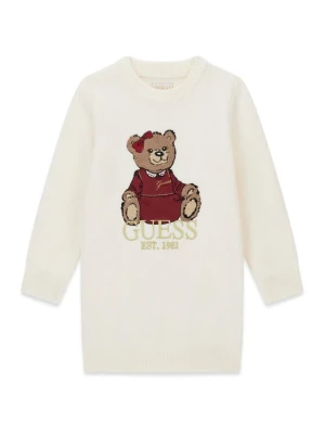 Guess Sukienka dzianinowa K6BK08 Z1308 Kremowy Regular Fit