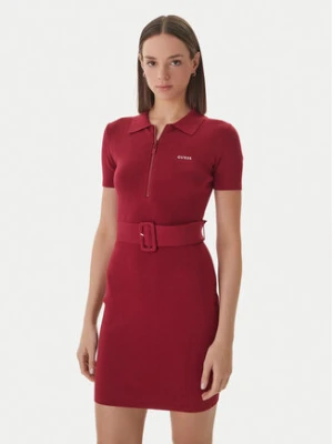 Guess Sukienka dzianinowa V6RK08 Z4642 Bordowy Slim Fit