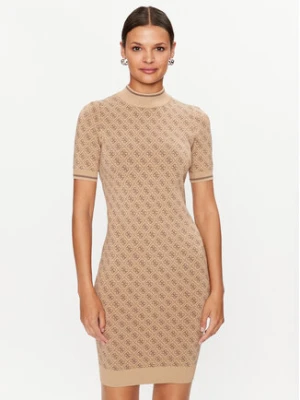 Guess Sukienka dzianinowa W3YK39 Z37K0 Beżowy Slim Fit