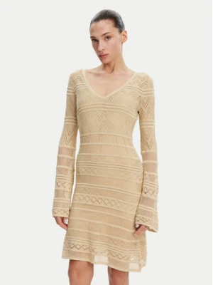 Guess Sukienka dzianinowa W5GK48 Z3E22 Beżowy Slim Fit