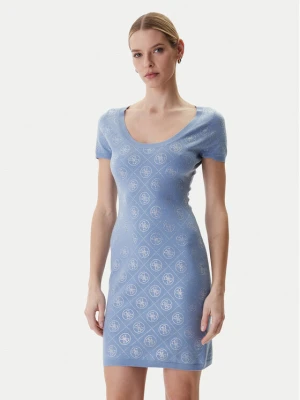 Guess Sukienka dzianinowa W6RK92 Z3JD2 Błękitny Regular Fit Niebieski jasny