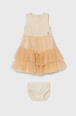 Guess sukienka dziecięca kolor beżowy mini rozkloszowana