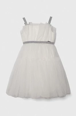 Guess sukienka dziecięca kolor biały midi rozkloszowana